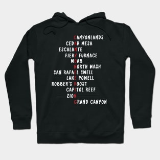 Utah Canyoneering Locations Acrostic (White) Hoodie